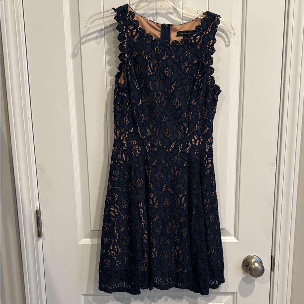 City Triangles Navy Lace Mini Dress